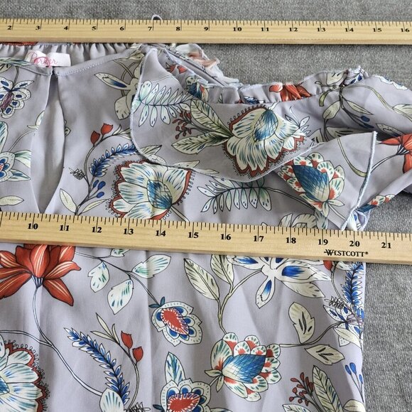 Parker ruffled detailing cold shoulder long sleeve floral blouse Size S - Picture 4 of 16